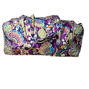 Brand New Vera Bradley XLarge Duffle Plum Crazy 26x13.5x13.5 Weekender Vacation